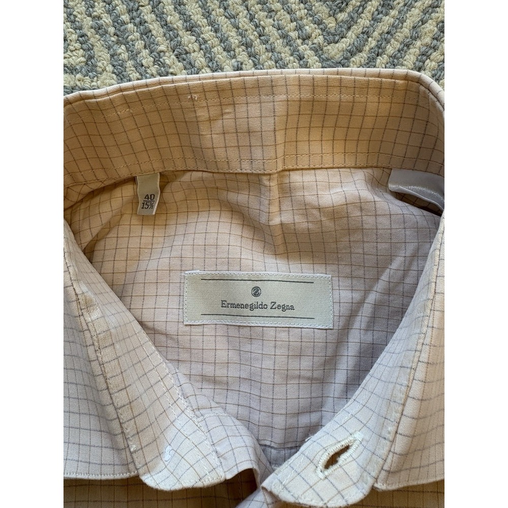 Ermenegildo Zenga Long Sleeve Button Shirt - Orange/Gray - 40 15.5 - Picture 4 of 5